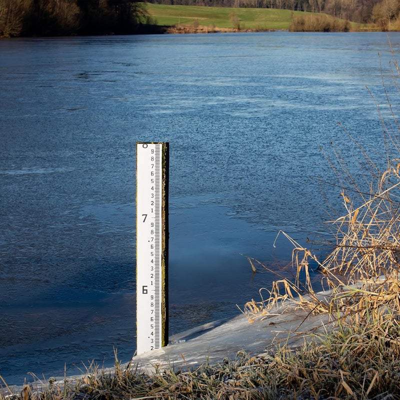 Holdly Depth Gauge, Water Level Gauge (Hundredths, Tenths, Teet), Heavy-Duty Ruler-Style Water Level Indicator, All-Weather Water Level Tool, Rust-Resistant, with Pre-Drilled Holes (4-8 Feet) - Image 2